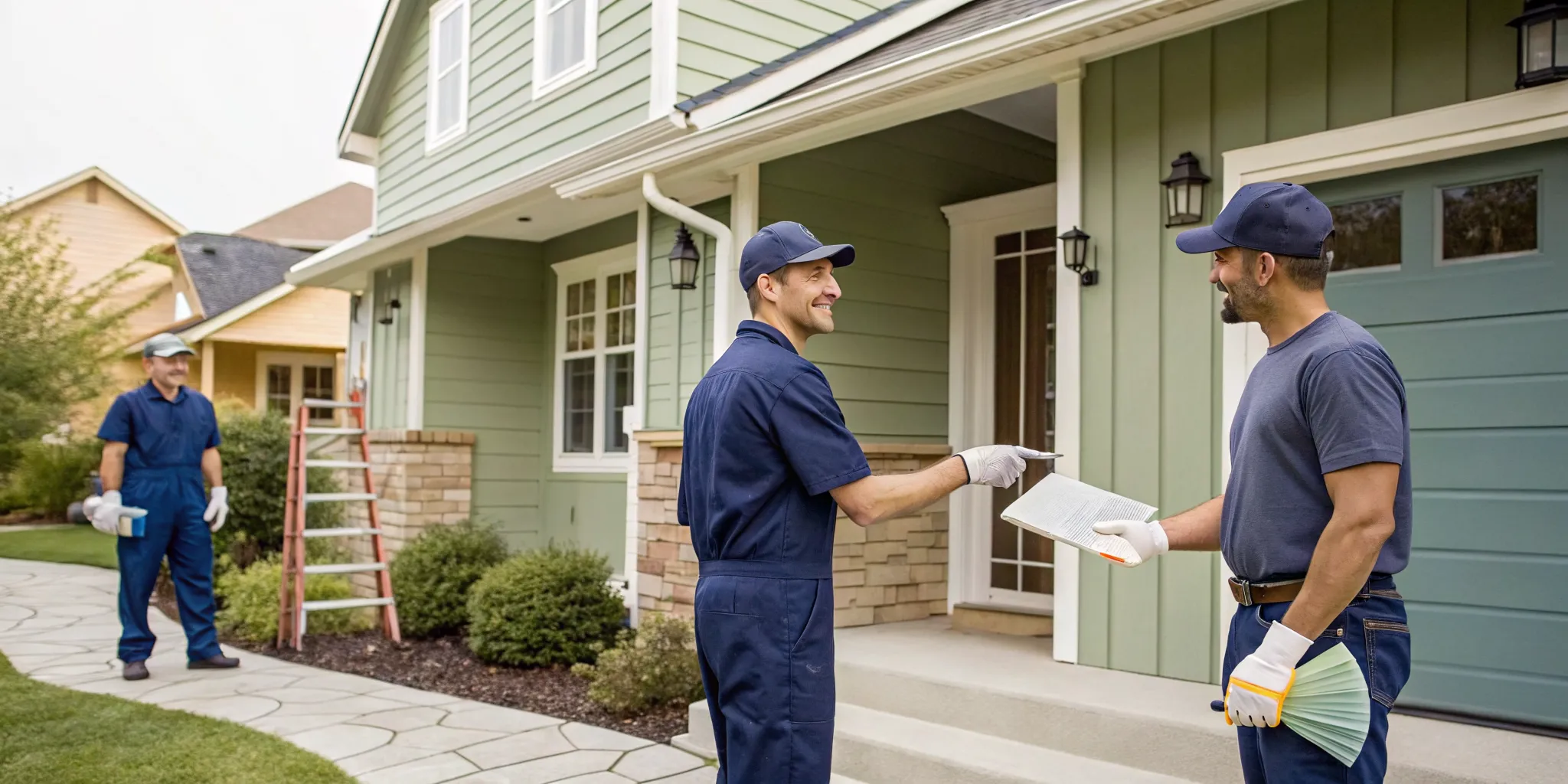 Boise house painters providing a professional consultation for an exterior project.