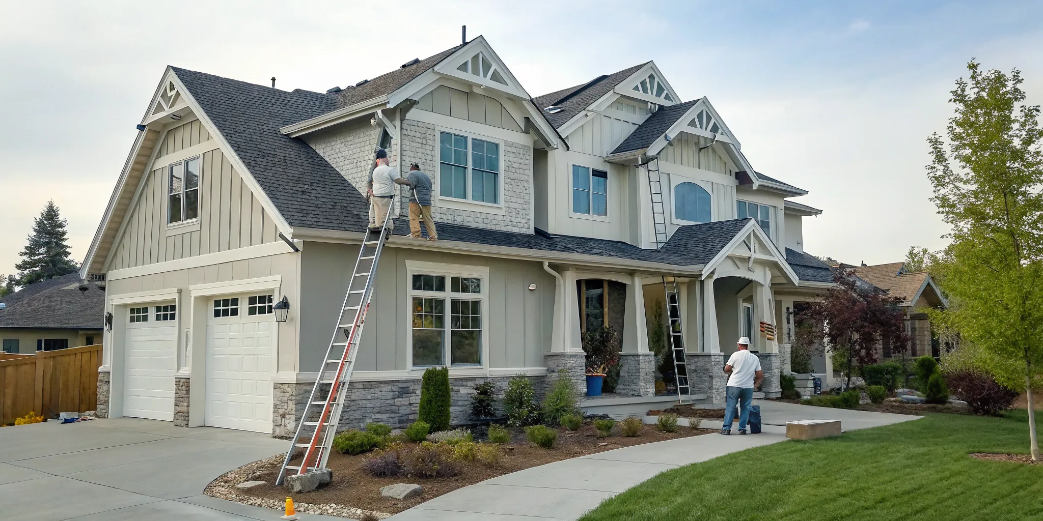 One of the best exterior house painters in Boise applying a fresh coat of paint.