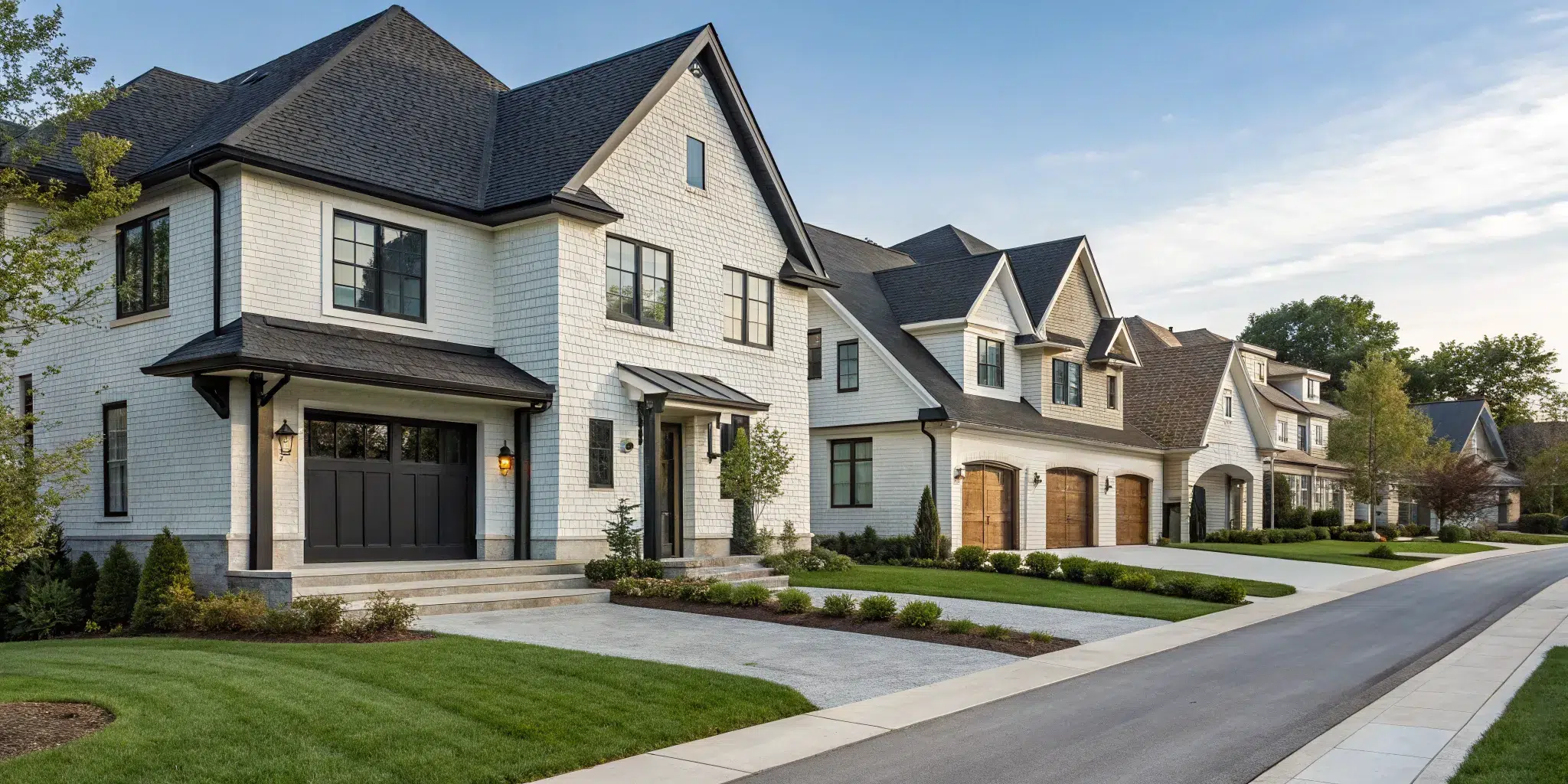 A house with a freshly painted exterior in a popular colour to boost curb appeal.
