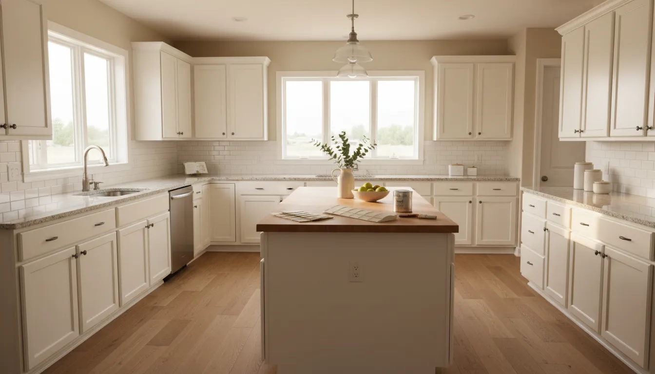 Freshly refinished white kitchen cabinets in a Boise home