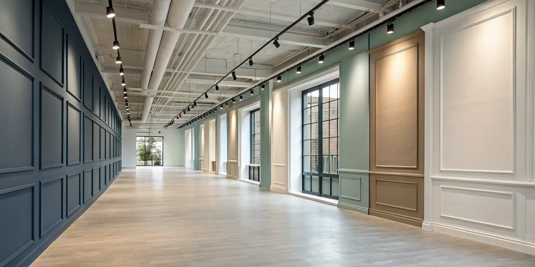 A modern interior wall painted with top 2026 color trends like warm neutrals and calming blues.