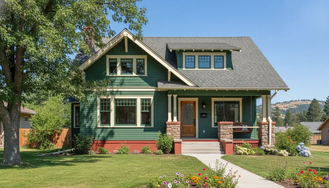 Freshly painted Boise home in bright sunlight