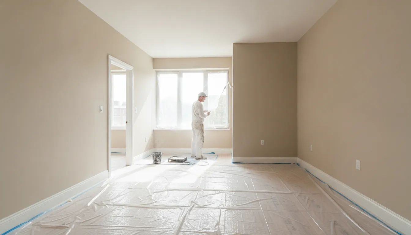 Painter refreshing an empty Boise rental property between tenants