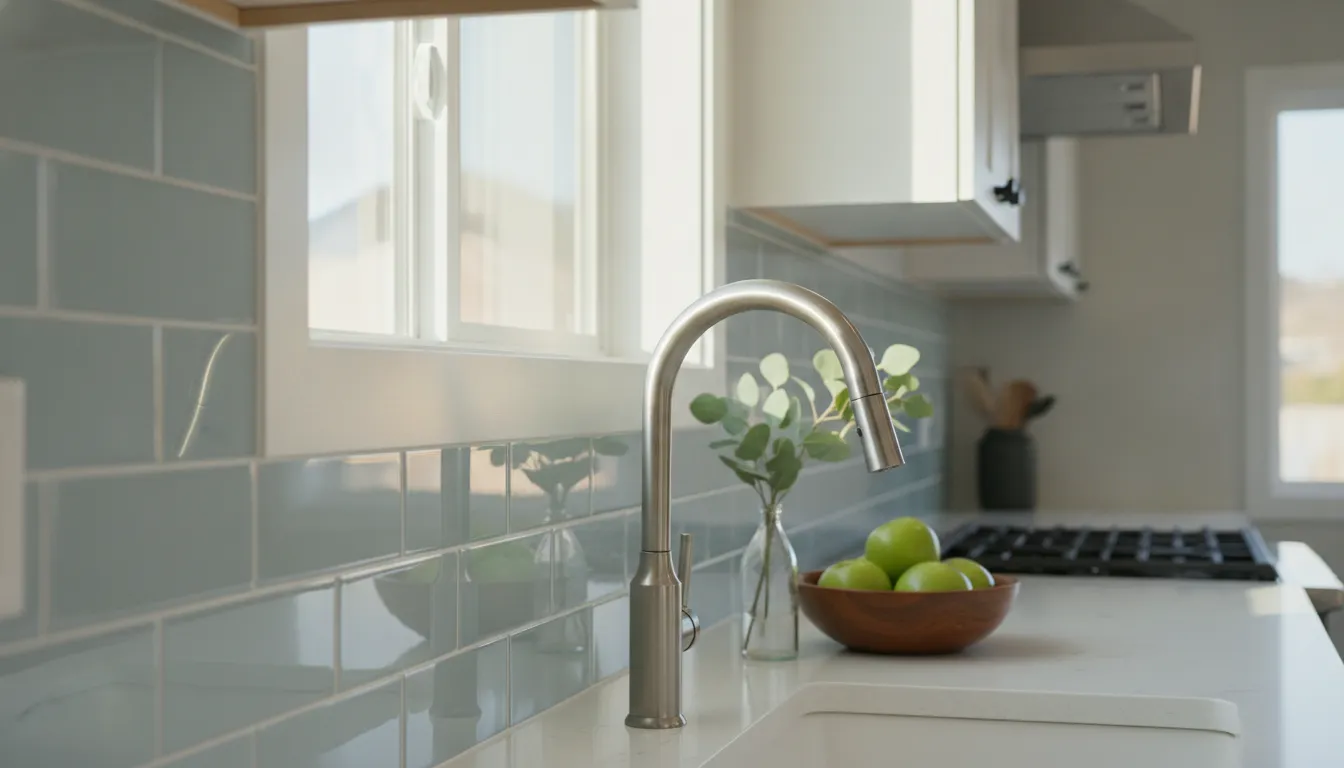 Freshly painted kitchen backsplash tile in a Boise area home