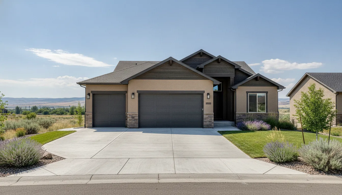 Freshly painted Boise garage door with an even exterior finish