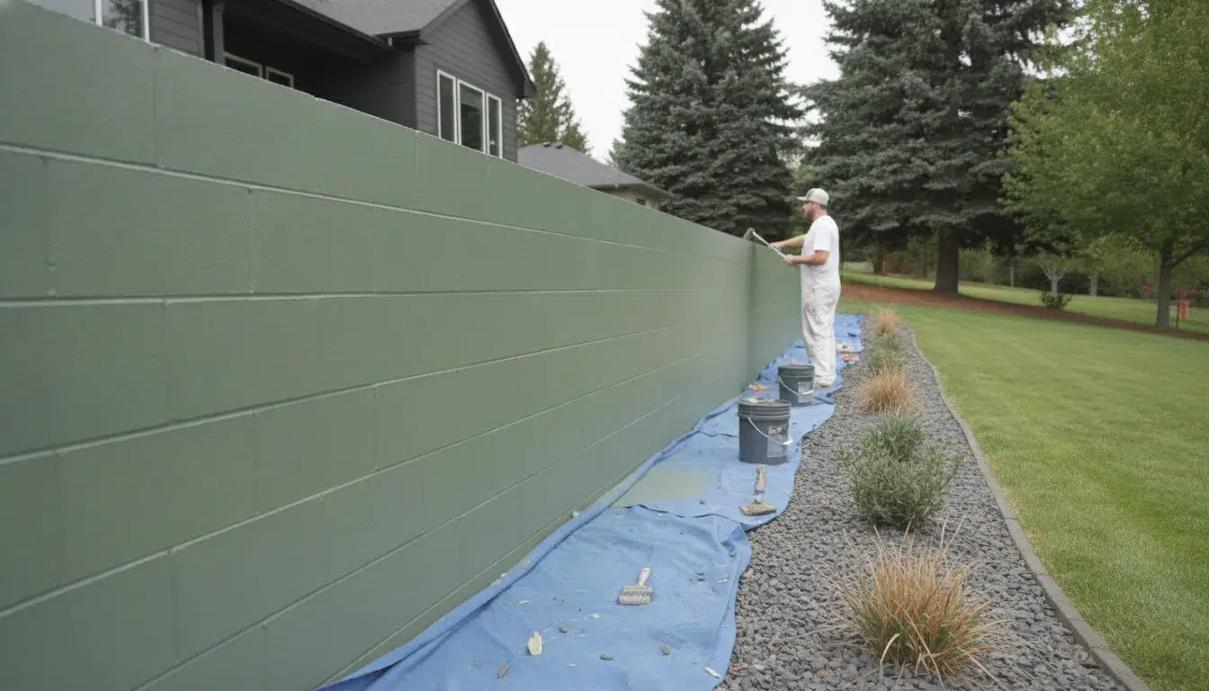 Freshly painted concrete block wall at a clean Treasure Valley property
