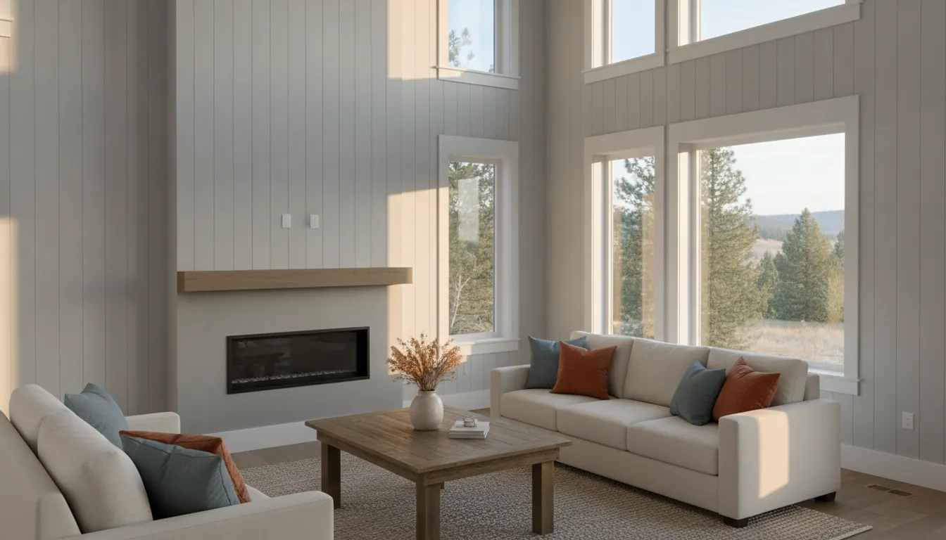 Freshly painted wood paneling in a bright Boise area home